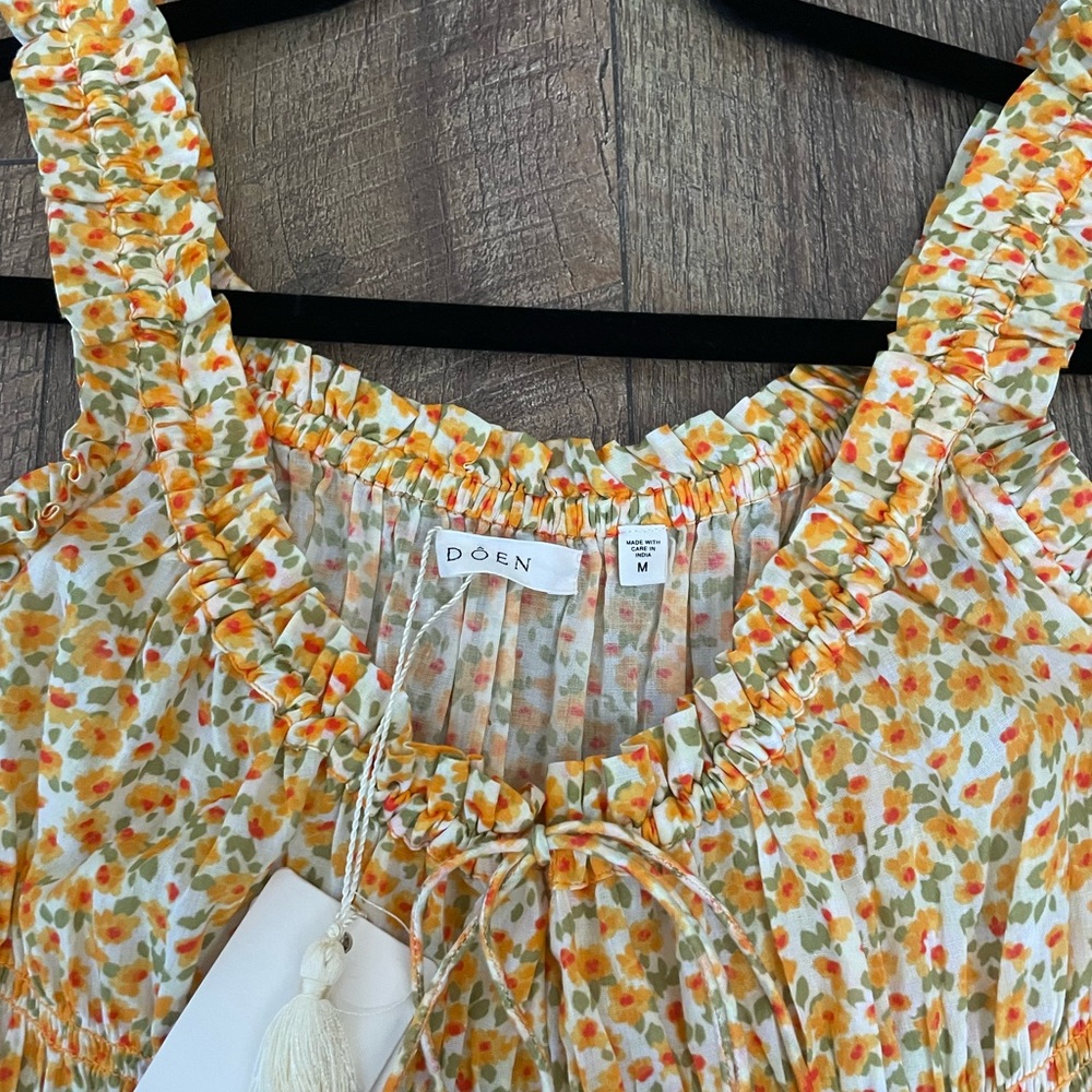 Doen Emmaretta dress- Orange and White